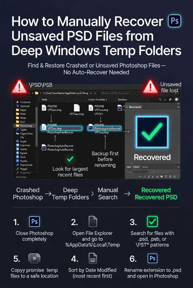 How to Manually Recover Unsaved PSD Files from Deep Windows Temp Folders