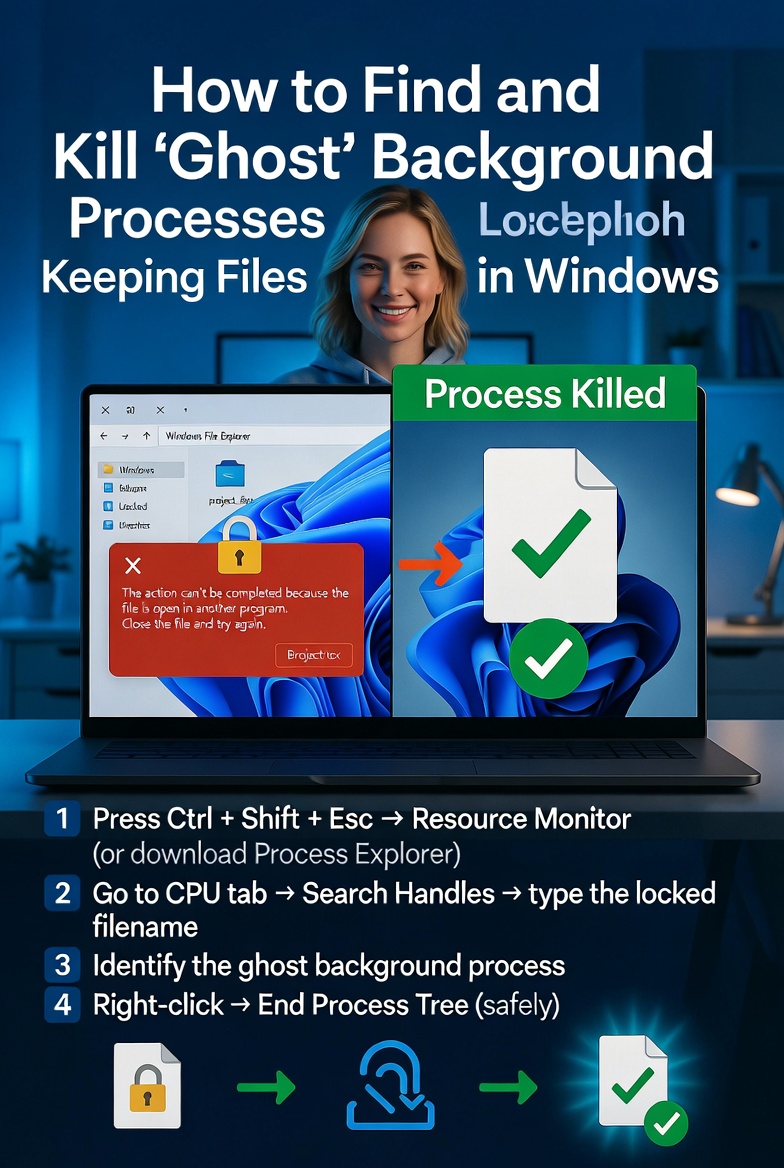 How to Find and Kill "Ghost" Background Processes Keeping Files Locked in Windows