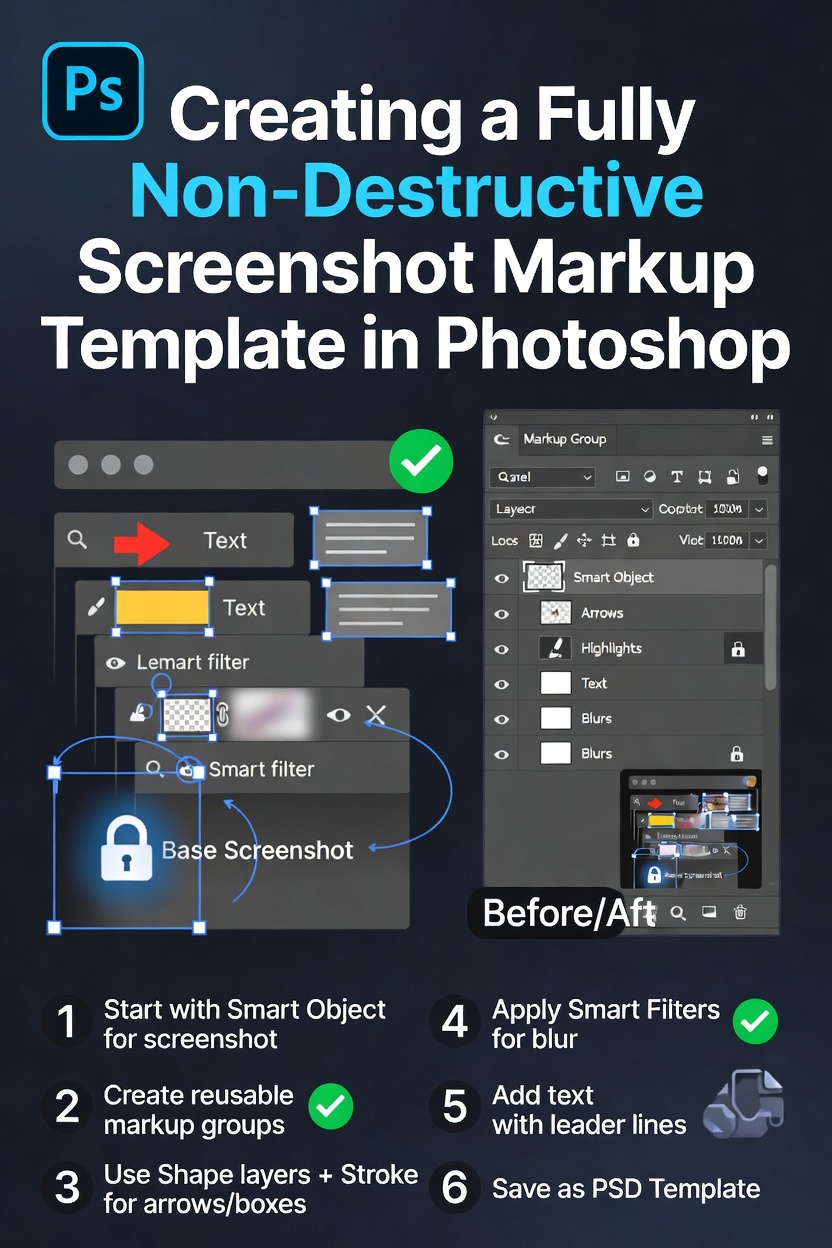 Creating a Fully Non-Destructive Screenshot Markup Template in Photoshop