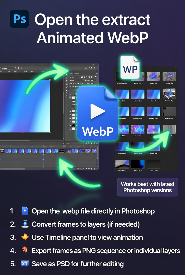 How to Open and Extract Animated WebP Frames in Photoshop