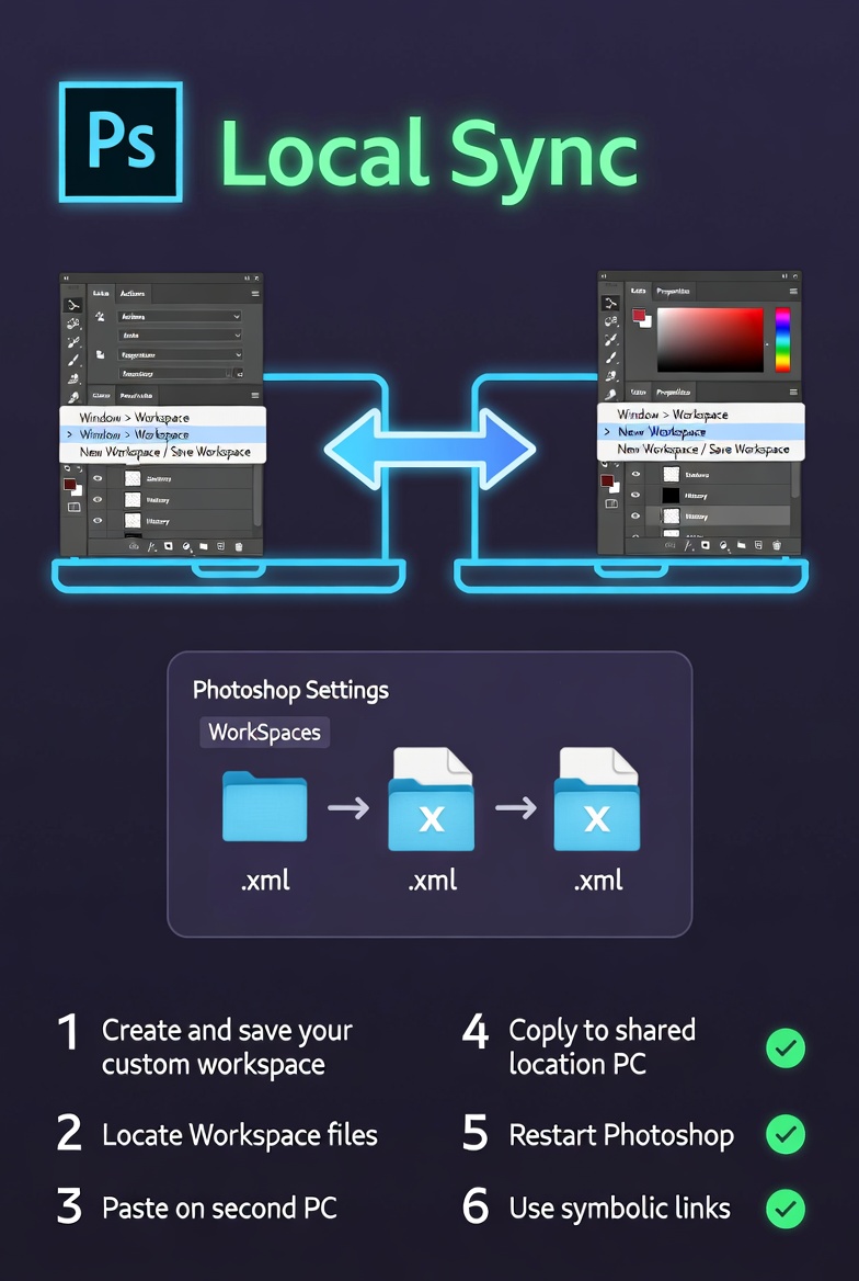How to Sync Your Custom Photoshop Workspace Across Multiple PCs Locally